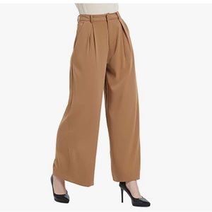NWT Small Camel Tronjori High Waist Casual Wide Leg Long Palazzo Pants Trousers